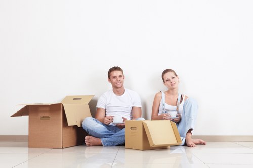 Man and van removals team working in Hampton Wick near residential streets