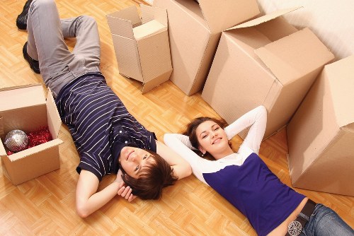 Boxes and household items prepared for transport in Hampton Wick